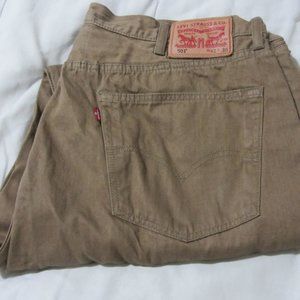 Levi's Twill Shrink To Fit Jeans 501 Button Fly 42X30 Brown